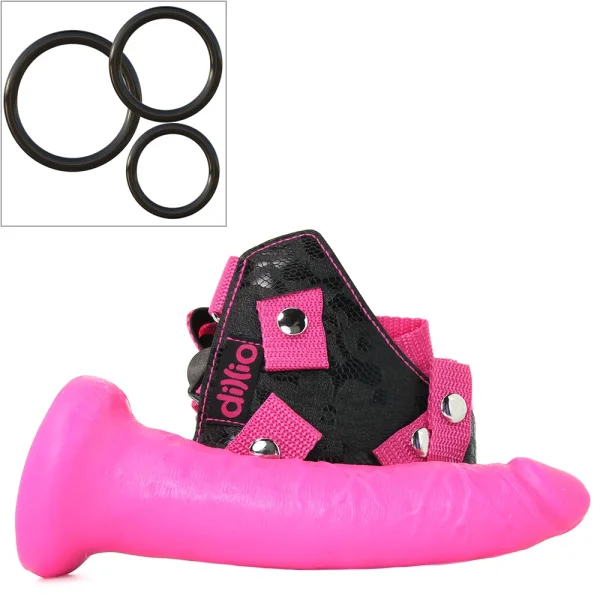 Dillio Pink - 7" Strap-on Suspender Harness Set