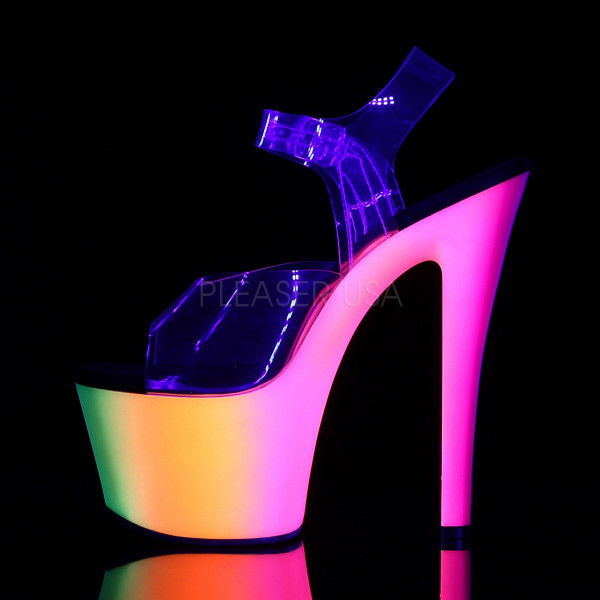 7 inches Heel, 2 3/4 inches PF Ankle Strap Sandal W/Neon MC PF Bottom — image 7 of 8