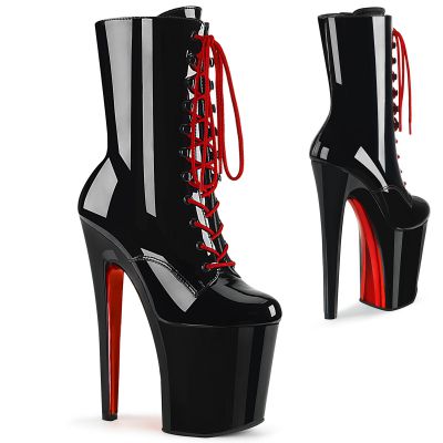 8 inches Heel 4 inches PF Two Tone Lace up Ankle Boot Side Zip
