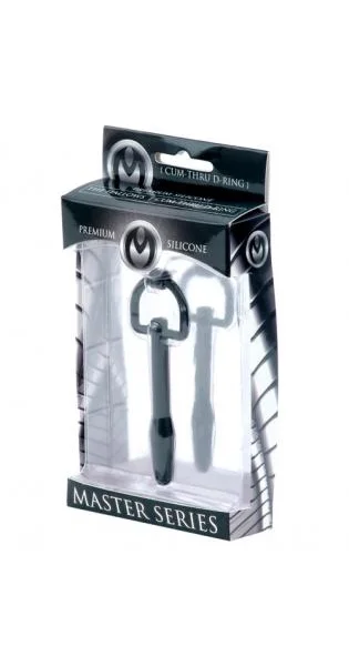 Silicone Cum-thru D-ring Penis Plug - Black