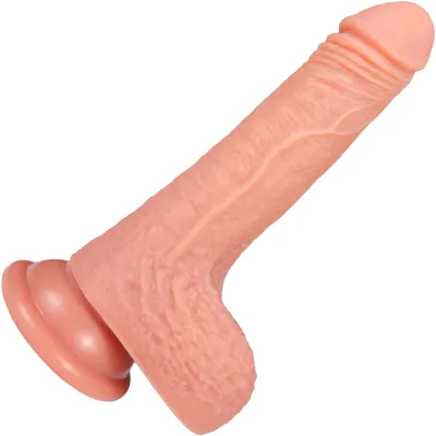 The Champ 5 5 Inch Silicone Realistic Posable Dildo With Balls Suction Cup Base By Fukena Vanilla