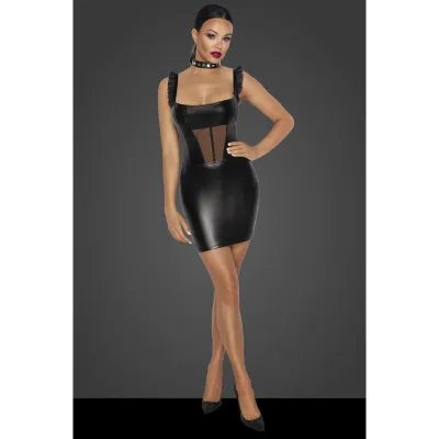 Power Wetlook Short Dress Front Tulle Inserts M