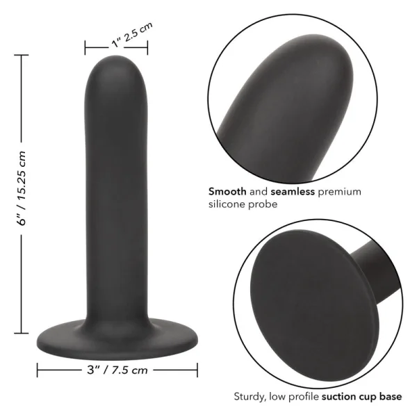 Boundless 6" Smooth Silicone Suction Cup Dildo By CalExotics - Black