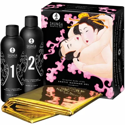Shunga Oriental Body Slide Sparkling Strawberry Wine Two 7 6 fl oz Bottles