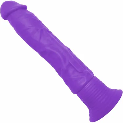 Neon Silicone Wall Banger Waterproof Suction Cup Vibrating Dildo By Pipedream Purple