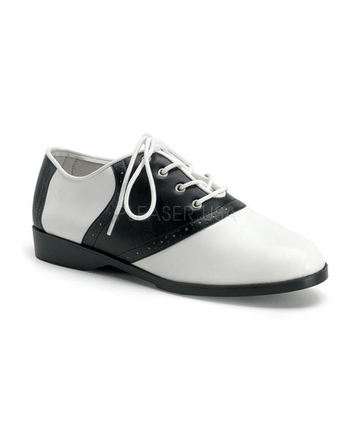 SADDLE-50 - Flat Saddle Shoes, Retro, Greese Costumes, Lace up
