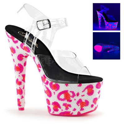 7 inches Heel 2 3 4 inches PF Ankle Strap Sandal w Leopard Pattern RS