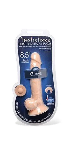 Fleshstixxx Silicone 8.5 Inch Silicone Dildo With  Balls - Vanilla