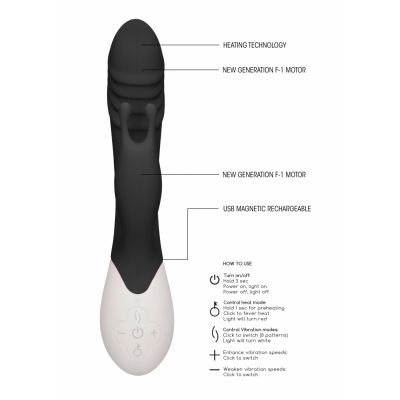 Ignite Rechargeable Heating G Spot Rabbit Vibrator Black Best Silicone Sex Toys