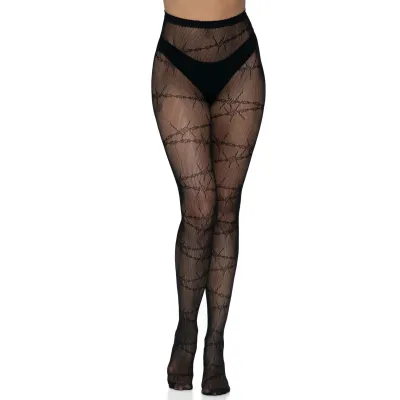 Barbed Wire Fishnet Tights One Size Black