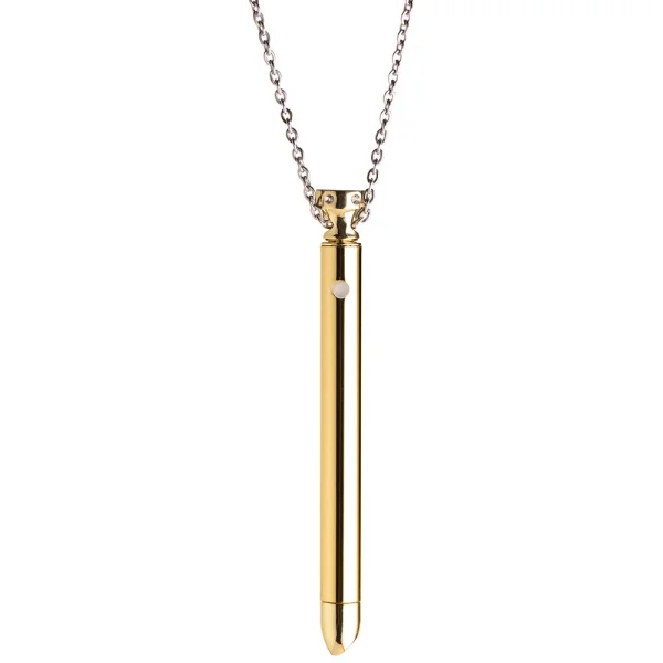 Charmed 7X Rechargeable Stainless Steel Vibrating Necklace - Gold