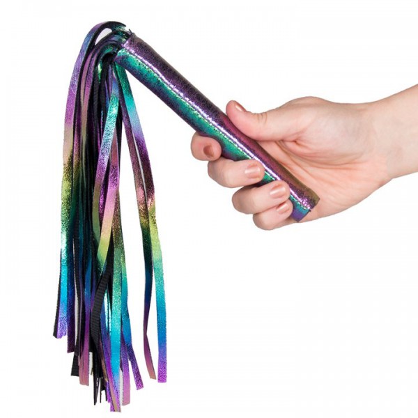 Bondara Shiny B!tch Holographic Faux Leather Flogger - 9.5 Inch