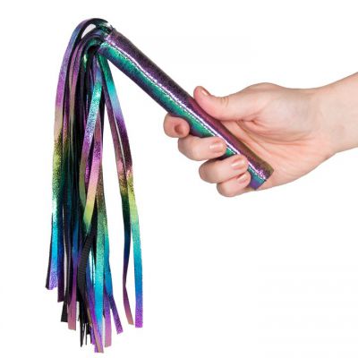 Bondara Shiny B tch Holographic Faux Leather Flogger 9 5 Inch
