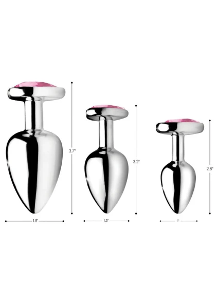 Booty Sparks Pink Heart Gem Anal Plug Set