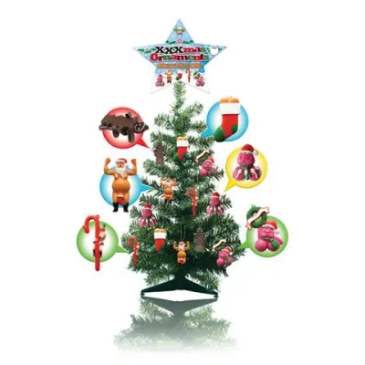 2 ft tall xmas tree w 24 xxxmas ornaments