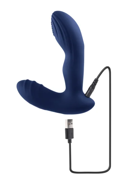 Playboy Pleasure Pleaser Silicone Rechargeable Vibrating Prostate Massager With Remote - Blue