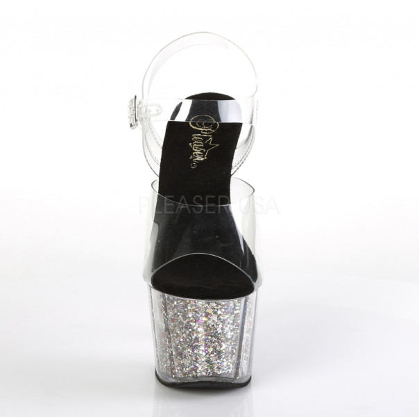 7 inches Heel, 2 3/4 inches PF Ankle Strap Sandal w/ Glitter Inserts — image 18 of 25