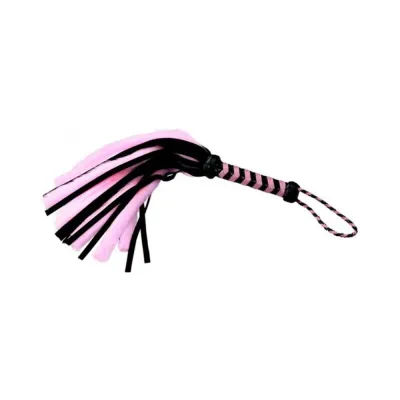 Ple sur 18 In Suede Faux Fur Tail pleasure Pain Mini Flogger Pink black