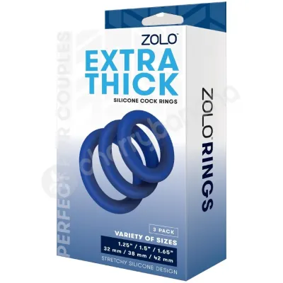 Zolo Extra Thick Blue Silicone Cock Rings 3 Sizes