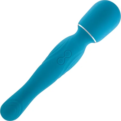 Gender X Double the Fun Rechargeable Waterproof Double Ended Silicone Wand Vibrator Teal