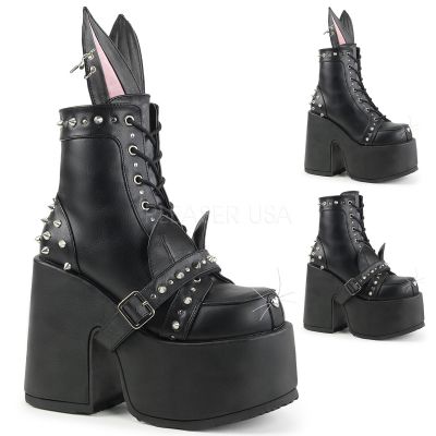 5 inches Chunky Heel 3 inches Platform Lace Up Front Ankle Boot Side