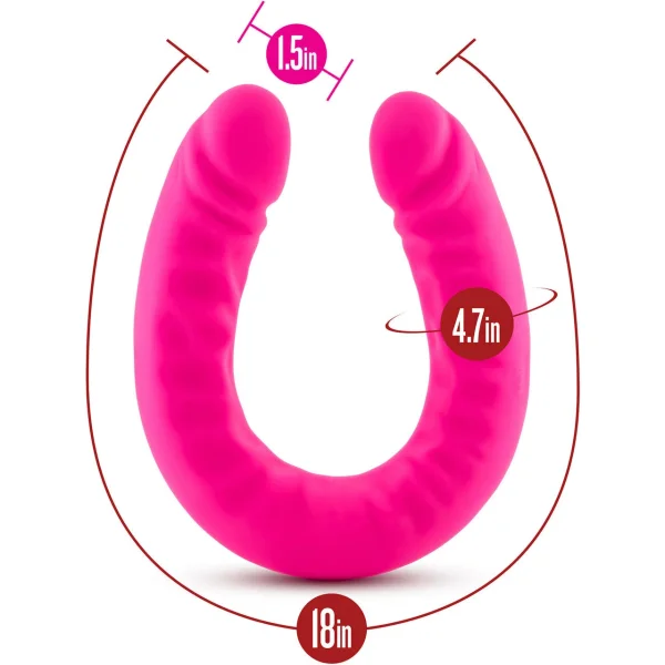 18" Slim Double Sided Dildo in Hot Pink