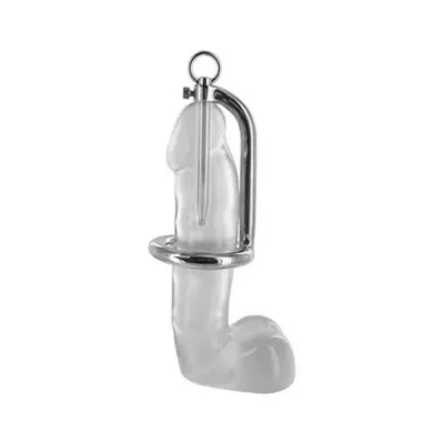 Rouge Stainless Steel Chastity Cock Ring 45mm Urethral Probe