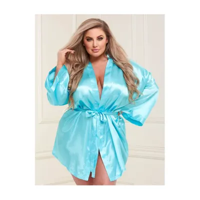 Silken Satin Robe Blue Os xl
