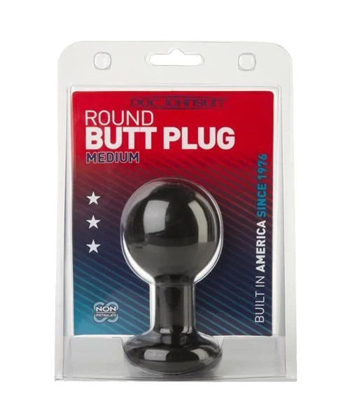 Round Butt Plug Medium Black
