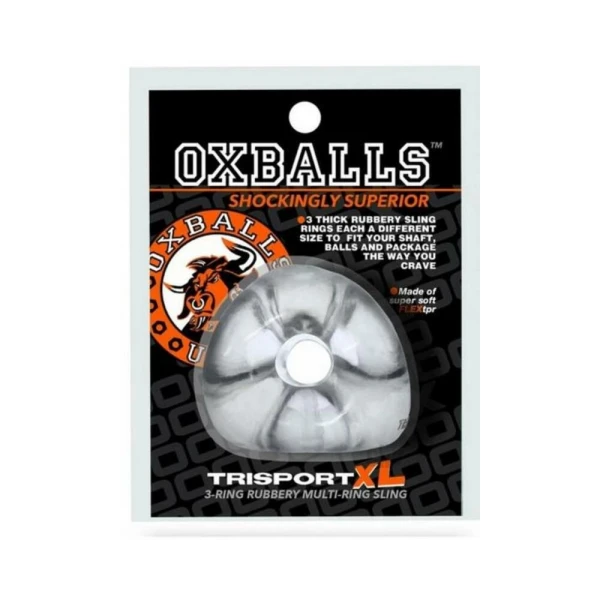 Extreme Bondage Gear:  Oxballs Tri-sport Xl Thicker 3-ring Sling Clear