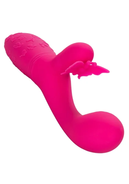 Rechargeable Butterfly Kiss Silicone Flutter Dual Stimulation Vibrator By CalExotics - Pink