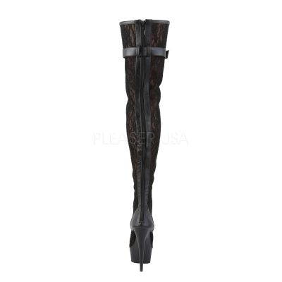 6 inches Heel 1 3 4 inches PF Peep Toe Lace up Thigh Boot Back Zip