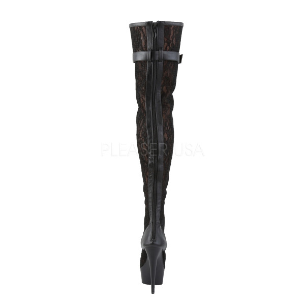 6 inches Heel, 1 3/4 inches PF Peep Toe Lace-up Thigh Boot, Back Zip — image 4 of 4
