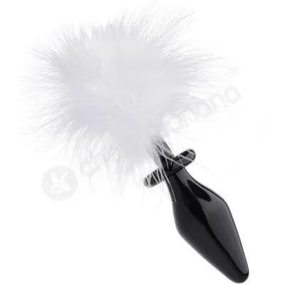 Tailz White Fluffer Bunny Tail Glass 7 Anal Plug