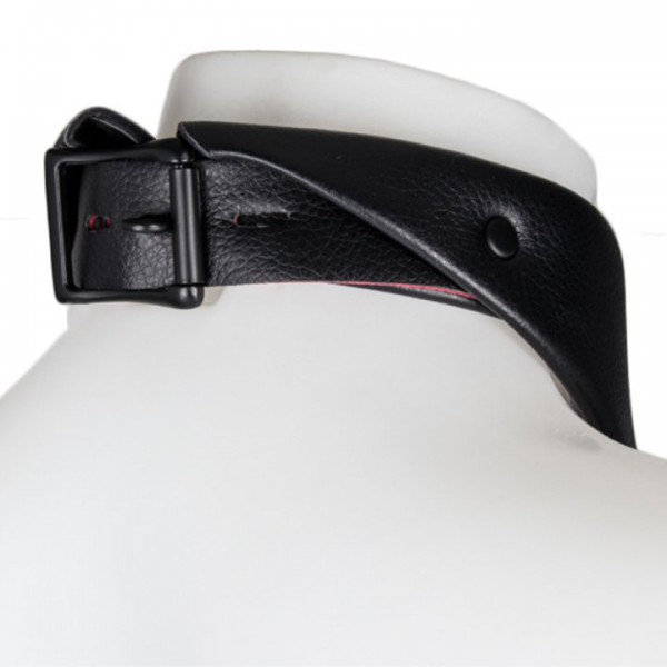 Bondara Black Faux Leather Red Suede Shirt Collar and Leash