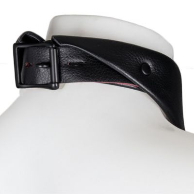 Bondara Black Faux Leather Red Suede Shirt Collar and Leash