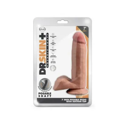 Dr Skin Plus Posable Dildo With Balls 7 In Mocha