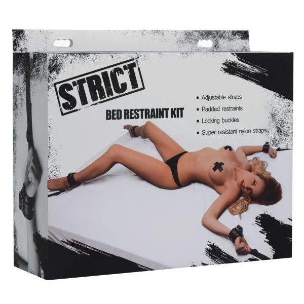 Deluxe Bed Restraint Kit Black Leather