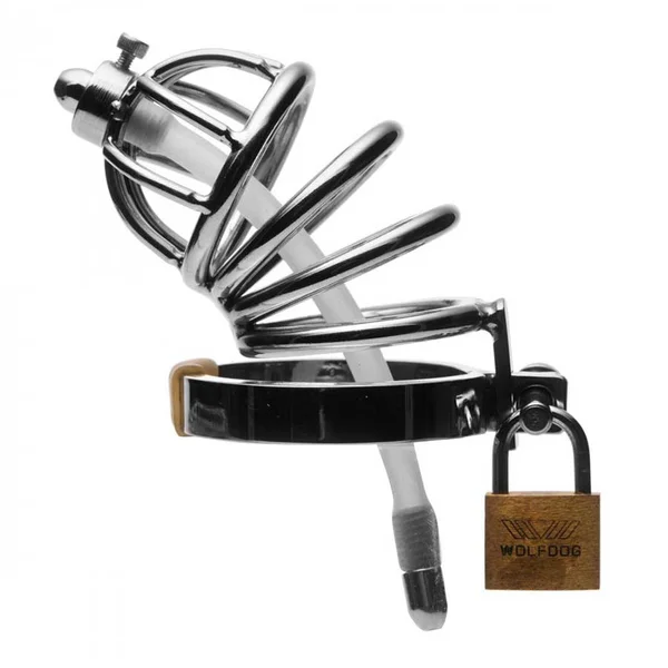 Stainless Steel Chastity Cage with Silicone Urethral Plug — image 15 of 17