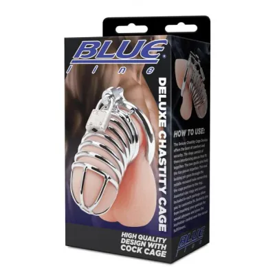 Blue Line Deluxe Chastity Cage Silver