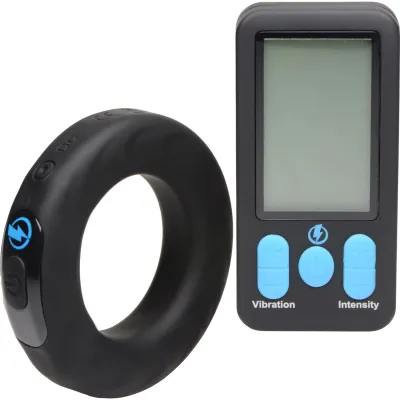 Zeus Electrosex E Stim Pro Vibrating Silicone Cock Ring with Remote 45 mm
