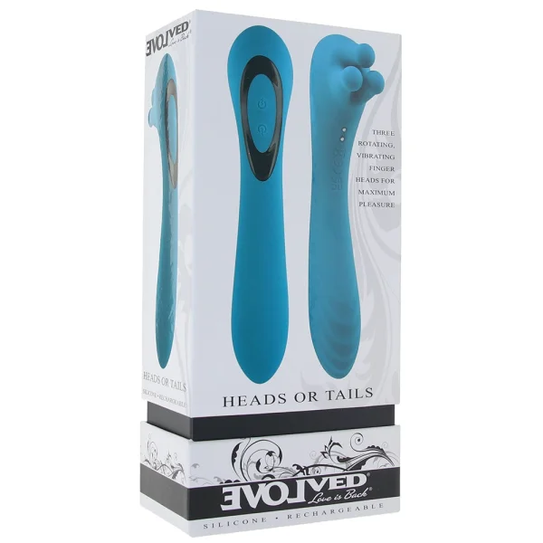 Heads Or Tails Silicone Rechargeable Waterproof Dual Stimulation Vibrator By Evolved Novelties - Teal