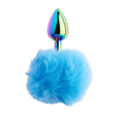 Kinki Rainbow Rabbit Tail Plug 5 9 Inch Light Blue Small