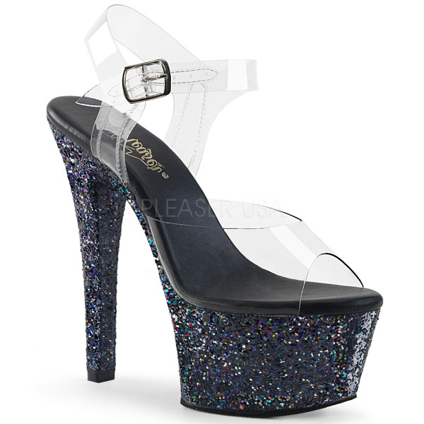 6 inches Heel, 2 1/4 inches PF Ankle Strap Sandal W/ Glitters — image 5 of 8