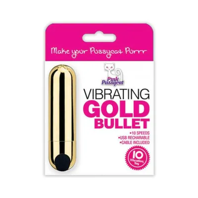 Pink Pussycat Vibrating Bullet Gold