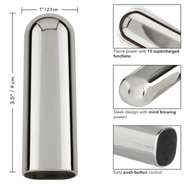 Glam Supercharged Waterproof Rechargeable Power Bullet By CalExotics - Silver