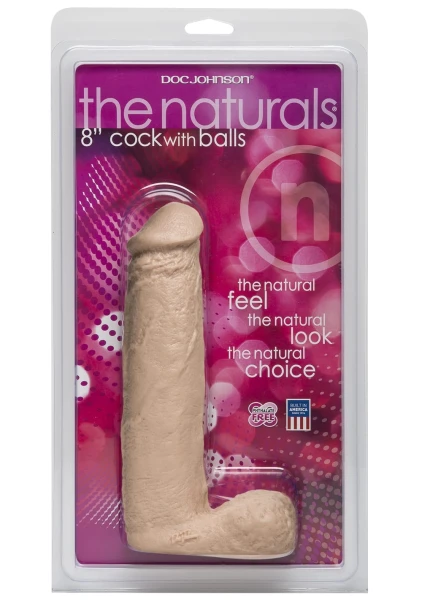 Naturals 8 inch. Dong with Balls - Flesh