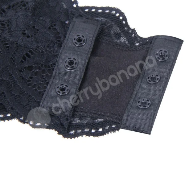 Cherry Banana Black Floral Lace Bodysuit With Adjustable Neck & Back Straps