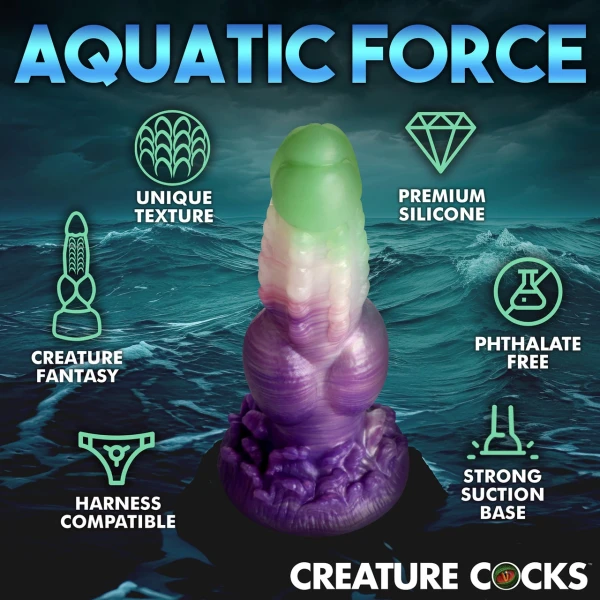 Aqua Phoenix 8.5" Silicone Suction Cup Dildo By Creature Cocks