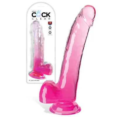 Pipedream King Cock Clear 9 Realistic Dildo with Balls Suction Cup Base